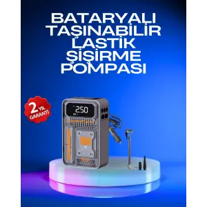6000mAh Bataryalı LED Ekranlı Akıllı Hava Kompresörü