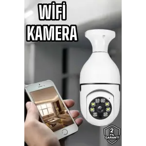 Ampul Görünümlü Güvenlik Kamerası Duylu Wifi Kamerası Dönebilen