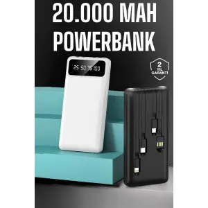 Powerbank 20.000 Mah Dijital Göstergeli LCD Ekran Uzun Pil Ömrü