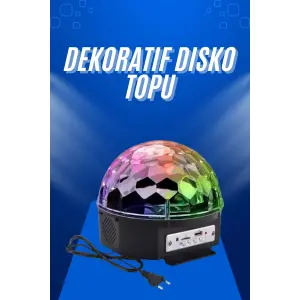 Küre Disko Topu Müzik Çalar Renkli Lazer Işıklı Bluetooth Disko Parti Işığı Kumandalı