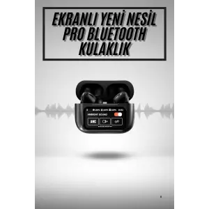 Yeni Nesil ANC Özellikli Çağrı Cevaplayan Dokunmatik Ekranlı Bluetooth Kulaklık Siyah