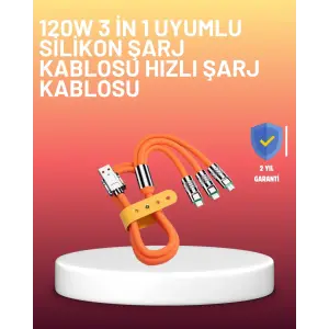 Çinko Alaşımlı Uçlu 120 W Şarj Kablosu – Dolaşmaya Dayanıklı 1,2 m USB Kablo