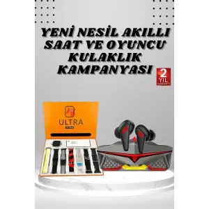 7 Kordonlu Akıllı Saat Ve Oyuncu Kulaklığı Bluetooth Bağlantılı Android ve İOS Uyumlu