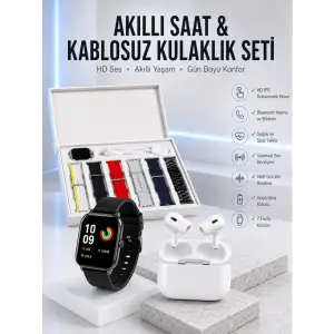 7 Kordonlu Akıllı Saat Ve Yeni Nesil Kulaklık Dokunmatik Ekran Android ve İOS Uyumlu