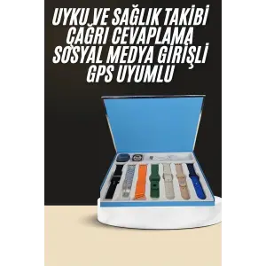 7 Kordonlu Unisex Akıllı Saat Çoklu Kordon Seçeneği Amoled Ekran