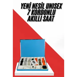 7 Kordonlu Unisex Akıllı Saat Çoklu Kordon Seçeneği Amoled Ekran