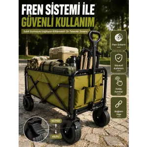 9 CM Kalın Tekerlekli Çok Amaçlı Katlanır Yük Taşıma Arabası