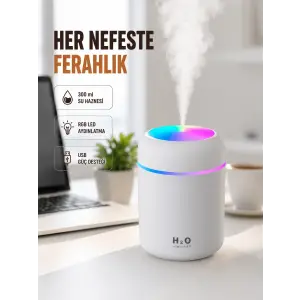 ABS Gövdeli 300ml USB Nemlendirici – Beyaz, Gri, Pembe Renk