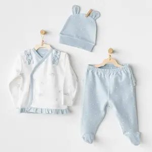 AC25646 Bunny Bear 3Lü Zıbın Set Blue
