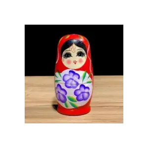Ahşap kırmızı 5 parçalı modern matruşka bebek dekoratif obje tek ebat - Ev & Mobilya