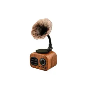 Ahşap Retro Tasarım Bluetooth Radyo ve Gramofon Hoparlör, Dekoratif Mini Ses Sistemi