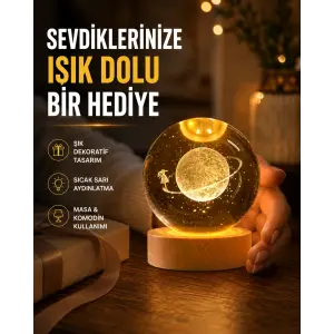 Ahşap Standlı Sarı Işıklı Dekoratif Küre Kız Figürü Tasarım