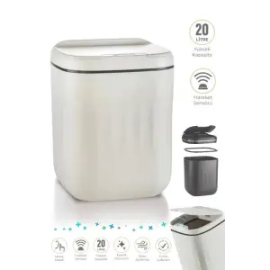 Akıllı Çöp Kovası Büyük Boy 20 Litre UV Işık Sensörlü Sessiz