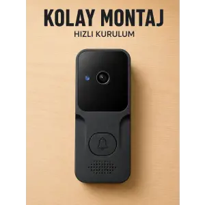 Akıllı Görüntülü Kapı Zili HD Kamera, Hareket Bildirimi ve Kablosuz Kurulum