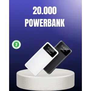 Akıllı LCD Ekranlı 20.000mAh Powerbank PD + USB + Type-C