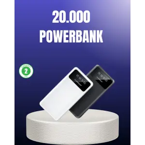 Akıllı LCD Ekranlı 20.000mAh Powerbank PD + USB + Type-C