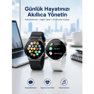 Akıllı Saat Amoled Ekran Bluetooth Bağlantılı Sesli Görüşme Nabız Ölçer