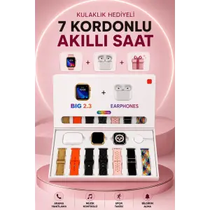 Akıllı Saat Bluetooth Kulaklık Hediyeli Bildirim Görme Sesli Görüşme Çoklu Kordon