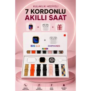 Akıllı Saat Bluetooth Kulaklık Hediyeli Bildirim Görme Sesli Görüşme Çoklu Kordon