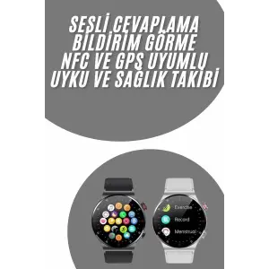 Akıllı Saat Uyku ve Sağlık Takibi NFC Uyumlu Bluetoooth Bağlantılı Android İOS Uyumlu