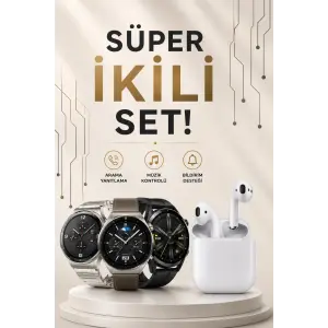 Akıllı Saat ve Kulaklık Seti Dokunmatik Ekran 5.0 Bluetooth Bağlantılı Sesli Görüşme