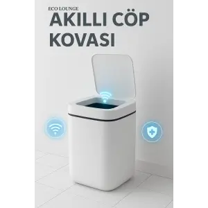 Akıllı Sensörlü Antibakteriyel Çöp Kovası 20 Litre Çöp Kutusu, Çöp Torbası Uyumlu Kapak