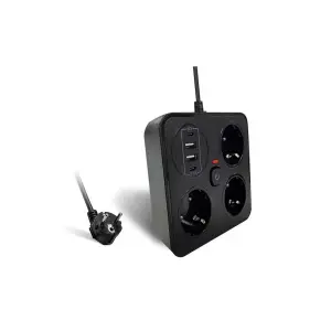 Akım Korumalı Anahtarlı Priz - 3x Priz - 2x Usb - 2x Type-c - 2 Mt Kablo Hızlı Şarj Özellikli Siyah