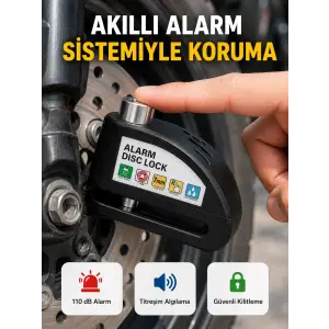 Alarm Sensörlü Disk Kilidi Motosiklet Scooter Bisiklet Güvenlik Yeni Nesil