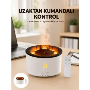 Alev Efektli Buhar Makinesi – Aromaterapi, Nemlendirme ve Işık Modlu Tasarım Yeni Nesil