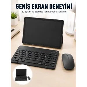 Android İşletim Sistemli SIM Kart Girişli Tablet Bluetooth Klavye Mouse Seti Mobil İnternet Destekli