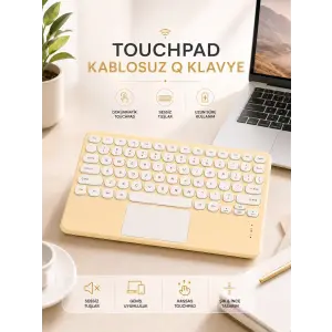 Android ve İOS Uyumlu Bluetooth Klavye Touchpad Slim Kablosuz Wifi Q Klavye