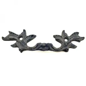 Antika Tarz Dekoratif Pirinç Çiçek Kapı Kulbu - 30x110 Mm, Oksit