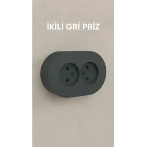 Antrasit Renkli Sıva Üstü İkili Topraklı Elektrik Prizi