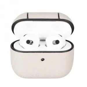 Apple AirPods 3.nesil Uyumlu Deri Kılıf Juni ERC3 Bej