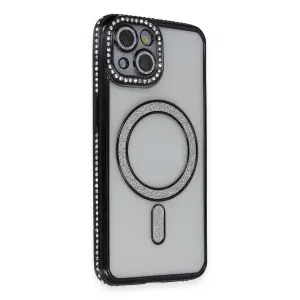 Apple İphone 13 Kılıf Joke Simli Magneticsafe Kılıf - Siyah