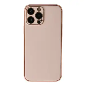 Apple İphone 13 Pro Kılıf Coco Deri Silikon Kapak - Pudra
