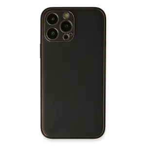 Apple İphone 13 Pro Max Kılıf Coco Deri Silikon Kapak - Siyah