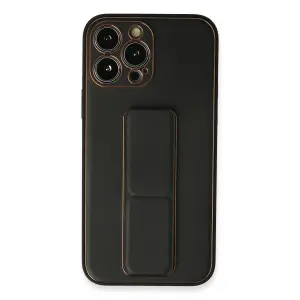 Apple İphone 13 Pro Max Kılıf Coco Deri Standlı Kapak - Siyah