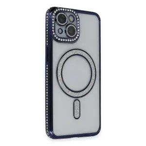 Apple İphone 14 Kılıf Joke Simli Magneticsafe Kılıf - Lacivert