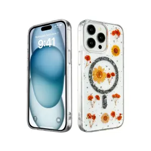 Apple İphone 15 Pro Max Kılıf Daisy Simli Magsafe Kapak - Siyah