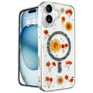 Apple İphone 16 Kılıf Daisy Simli Magsafe Kapak - Siyah
