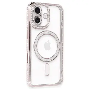 Apple İphone 16 Kılıf Joke Simli Magneticsafe Kılıf - Pembe