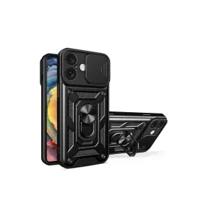 Apple İphone 16 Kılıf Pars Lens Yüzüklü Silikon - Siyah