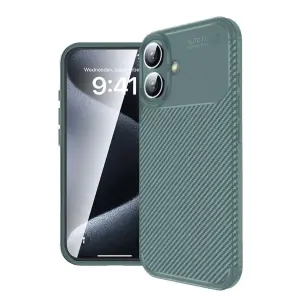 Apple İphone 16 Plus Kılıf Auto Focus Karbon Kapak - Koyu Yeşil