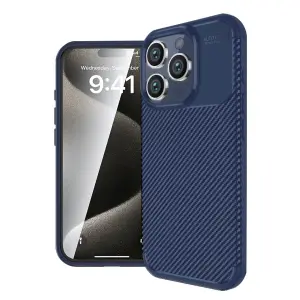 Apple İphone 16 Pro Kılıf Auto Focus Karbon Kapak - Lacivert