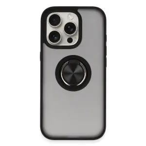 Apple İphone 16 Pro Kılıf Montreal Yüzüklü Silikon Kapak - Siyah