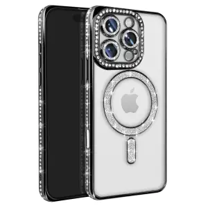 Apple İphone 16 Pro Max Kılıf Joke Simli Magneticsafe Kılıf - Siyah