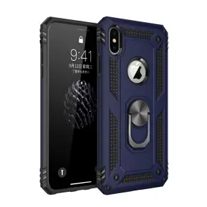 Apple İphone X Kılıf Sofya Yüzüklü Silikon Kapak - Lacivert