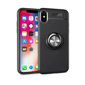 Apple İphone Xs Max Kılıf Range Yüzüklü Silikon - Siyah