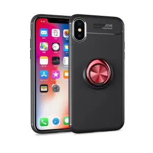 Apple İphone Xs Max Kılıf Range Yüzüklü Silikon - Siyah-kırmızı